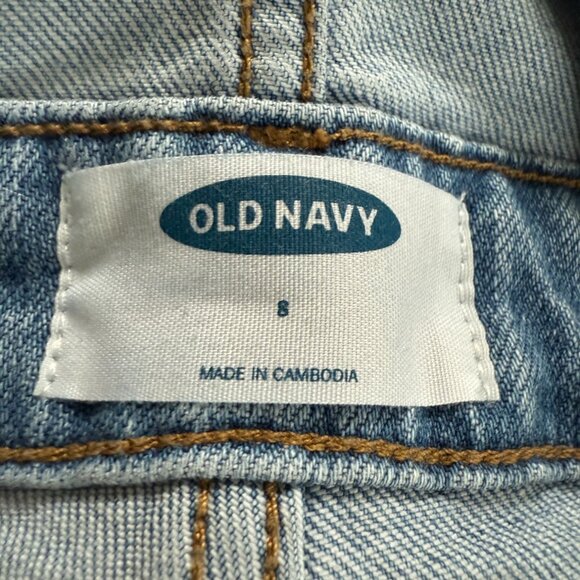 Old Navy Denim Overalls Women’s Size 8 Blue Stretch Cotton Straight Leg Casual - Picture 4 of 14